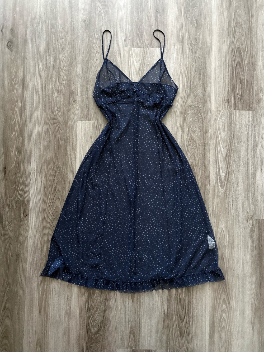 Navy Polka Dot Spaghetti Strap Slip Dress